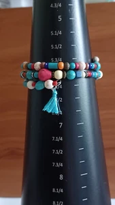 handmade multicolored memory wire bracelet with tassel - Picture 1 of 5