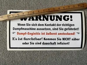 Gefahr! Warnung vor Dampfmaschine: Infektionsgefahr! 3 Stk. Aufklebeschilder - Bild 1 von 3