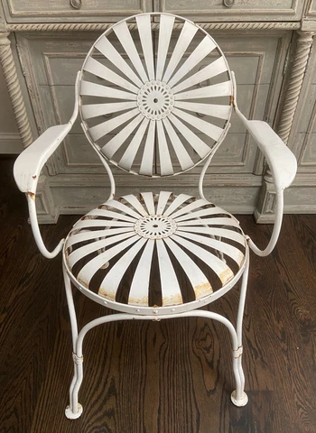 EARLY 20th CENTURY FRANCOIS CARRE SUNBURST GARDEN SPRING CHAIR Cover