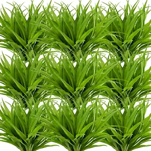 Artificial Fake Grass, 24 PCS Outdoor Faux Grasses Plastic Plants Greenery UV Re - Picture 1 of 12