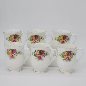 ♻️ Vintage Hitkari Potteries 6-Mugs Bone China Delicate Floral (Made in India #4 - Picture 1 of 6