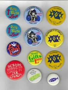 Miscellaneous pin back buttons - 12 pieces - Christian Themed  - Imagen 1 de 1