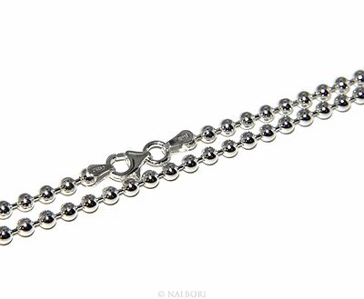 COLLANA tutto argento 925 militare 3mm beads ball palline classica o rodiata - Immagine 1 di 2
