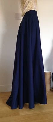 Handmade Victorian style (1890s) Ladies Skirt full length, navy, sizes 4-30, new - Image 1 of 4