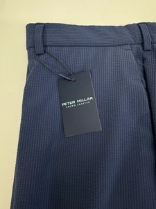 NWT Peter Millar Crown Crafted Matlock Seersucker Golf Shorts Navy Blue 38 $130 - Picture 1 of 11