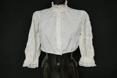 Gr.44 Dirndlbluse weiß Bluse für Dirndl Krüger Baumwolle mit Spitze B11078 - Bild 1 von 4