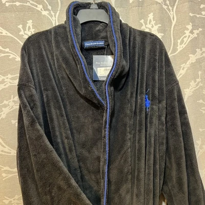  NUEVO CON ETIQUETAS Bata Polo Ralph Lauren con Logo Bordado Poni Azul, Ribete Azul Talla Única Foto 1 de 4