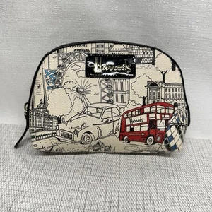 Harrods Vinyl Cosmetic Pouch Zippered London Scene Bag LNWOT - Picture 1 of 10