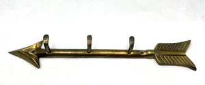 Vintage Pfeil Wandhänger mit 3 Haken 14" Messingfarben Metall - Bild 1 von 10