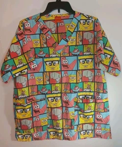 Nickelodeon SpongeBob Schwammkopf Scrub Top Shirt Größe Large L gebraucht  - Bild 1 von 14