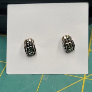 Aretes cuadrados vintage originales de marcasita de plata de ley 925 JUDITH JACK  - Imagen 1 de 4