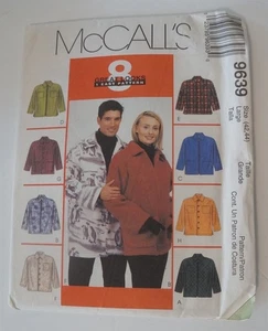 McCalls 9639 Jacket Unisex Sewing Pattern Size Adult L Large - Picture 1 of 2