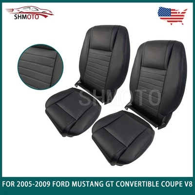Fundas de asiento delanteras nuevas negras para Ford Mustang GT 2005-2009 convertible cupé V8 Foto 1 de 4