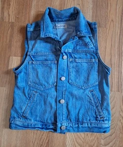 Madewell Girl's Juliette Button Front Sleeveless Vest Blue Denim Jacket Medium - Picture 1 of 9