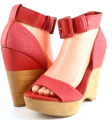 $250 FOR ALL 7 MANKIND SOMALI Red Snake Leather Designer Platform Sandals 7.5  - Изображение 1 из 4