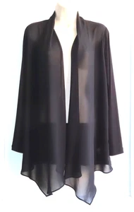 Susan Graver Artisan drapierter flüssiger Strick-Cardigan aus Chiffon vorne, schwarz, S, neu ohne Etikett - Bild 1 von 3