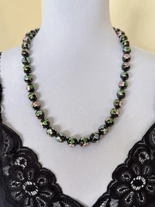 Vintage chinesische Blumen Cloisonné handgeknüpft Perlen Nachlass Halskette 25" 81,65gr - Bild 1 von 24