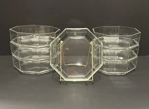 SET OF 7 ARCOROC OCTIME CLEAR SOUP BOWLS OCTAGON 5 1/2" - Picture 1 of 5