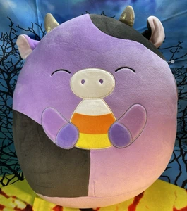 Squishmallows Halloween Alexie die lila & schwarze Kuh mit Zuckermais 12 Zoll Neu mit Etikett - Bild 1 von 5