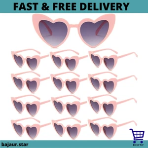 Heart Shaped Sunglasses Bachelorette Heart Sunglasses Pack Vintage Cat 12 Pairs - Picture 1 of 8