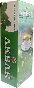 Akbar Green Tea With Mint 25 Bags Free Shipping World Wide - Picture 1 of 2