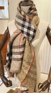 Sciarpa Donna BURBERRY original. Cashmere 100%. Beige/Oro *ULTIMI SALDI -45%* - Foto 1 di 11