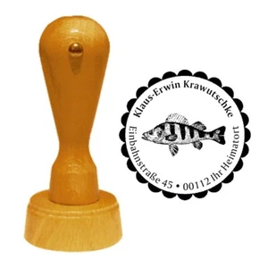 Stempel « BARSCH » Adressenstempel Motiv Fisch Angeln Angler Flussbarsch - Bild 1 von 1
