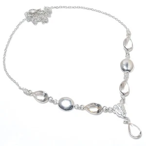 White Topaz Gemstone Handmade 925 Sterling Silver Jewelry Necklace Size-18" - Picture 1 of 1