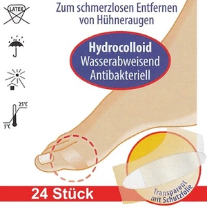 24 Stück Hühneraugen Entfernung Hydrocolloid Pflaster Druckstellen Fuß Polster - Bild 1 von 1
