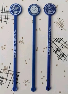 3 Vintage Marina Jack Sarasota Florida Cocktail Stirrer Swizzle Stick - Picture 1 of 3