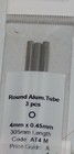 ALBION ALLOYS AT4M ALUMINIUM TUBE 4mm x 0.45mm x 305mm 3 PACK
