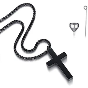 REVEMCN Cross Urn Necklace For Ashes Stainless Steel Pendant Men Women 20-24 22) - Picture 1 of 7