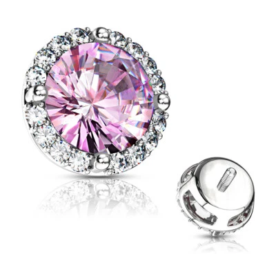 Gema de halo anclaje dérmico superior roscado interno tornillos anillos tachuelas piercings joyería Foto 1 de 2