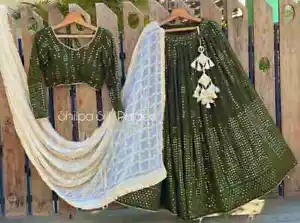 Nuova Collezione Georgette Lehenga Choli Con Dupatta Per Matrimonio E Festa - Foto 1 di 8