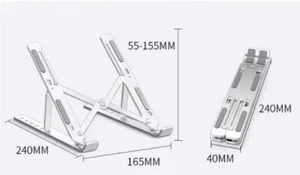 Adjustable Foldable Laptop Stand Aluminum Notebook Riser Computer Holder Desk - Picture 1 of 6
