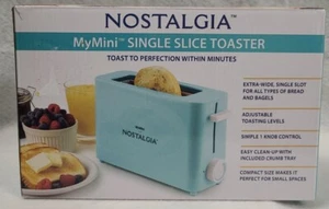 Nostalgia My Mini Single Slice Toaster light blue. About 8.5" wide x 6" tall - Picture 1 of 6
