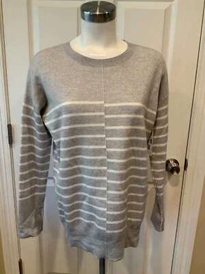 Vince Light Gray & White Striped Wool Blend Sweater, Size XS - Image 1 of 4