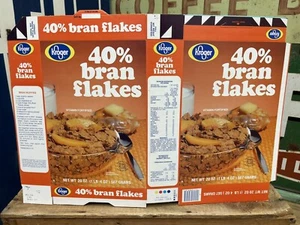 Cereal 40 % escamas de salvado marca Kroger 1982 vintage raro sin usar nuevo en stock caja plana de 20 oz - Imagen 1 de 3