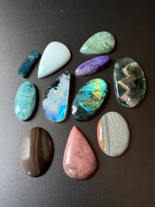 10 Pieces Multi gemstone cabochon size 49-27 MM oval shape handmade - Picture 1 of 7