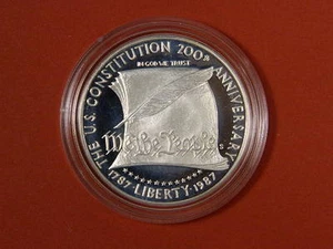 1987-S US Mint Proof Constitution Bicentennial Silver Dollar Coin, OGP & COA - Picture 1 of 6