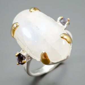 12 ct+ Natural Moonstone Ring 925 Sterling Silver Size 8 /R350452