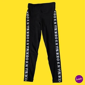 DKNY SPORT Petite Damen High Waist Leggings, Logostreifen seitlich, schwarz, UK XS - Bild 1 von 5