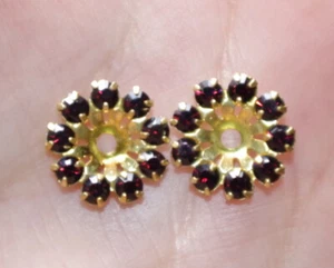 Vintage Gorgeous 10MM Garnet Seed Flower Jackets For Earrings Use W Any Studs - Picture 1 of 12