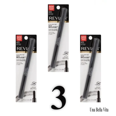 Revlon Colorstay Brow Mousse 405 Soft Black, eyebrow makeup LOT 3 - Image 1 of 4