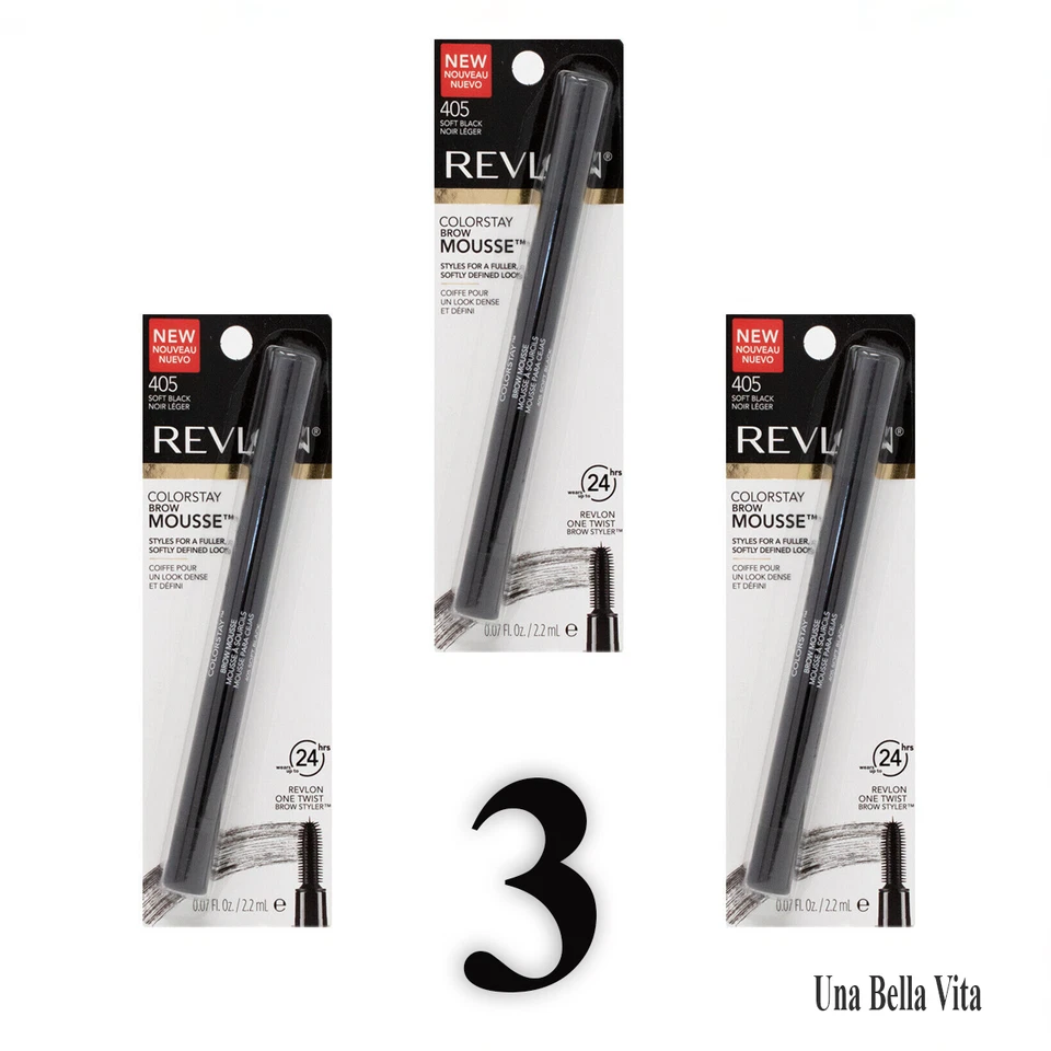 Revlon Colorstay Brow Mousse 405 Soft Black, eyebrow makeup LOT 3 - Image 1 of 4