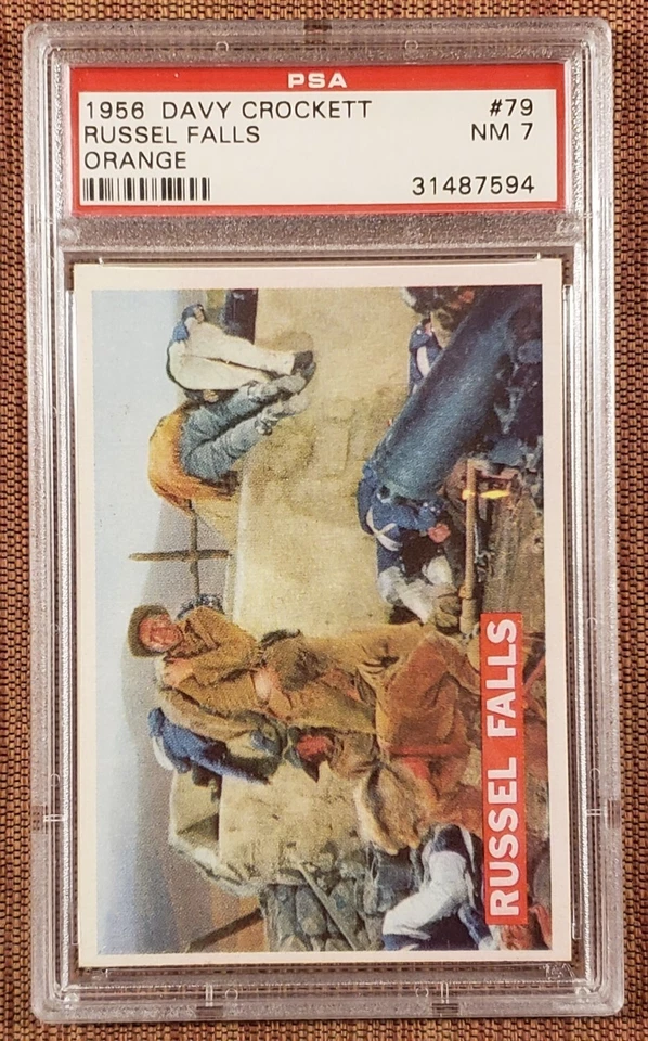 1956 Orange Davy Crockett #79 Russell Falls Original Collector Card PSA 7 NM - Image 1 of 2