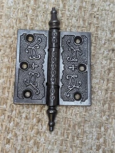 3 1/2" x 3 1/2" Antique Ornate Cast Iron Steeple Hinge - Picture 1 of 11