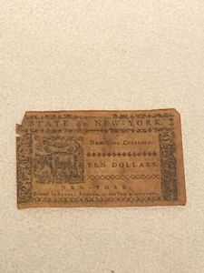 1776 $10 Dollars New York Colonial Currency Banknote - Picture 1 of 4