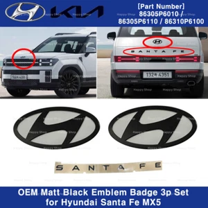 Genuine OEM Matt Black Emblem Badge 3p Set for Hyundai SANTAFE MX5 2023-2024 - Picture 1 of 7