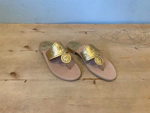 NWOT/B Jack Rogers Jacks Flip Flop Sandal , Gold Leather , Sz US 9.5 - Picture 1 of 8